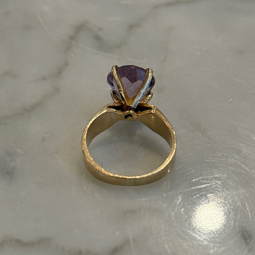 14k GOLD & AMETHYST Rose de France Cocktail Ring, Circa 1960s–70s - Picture 6 of 9